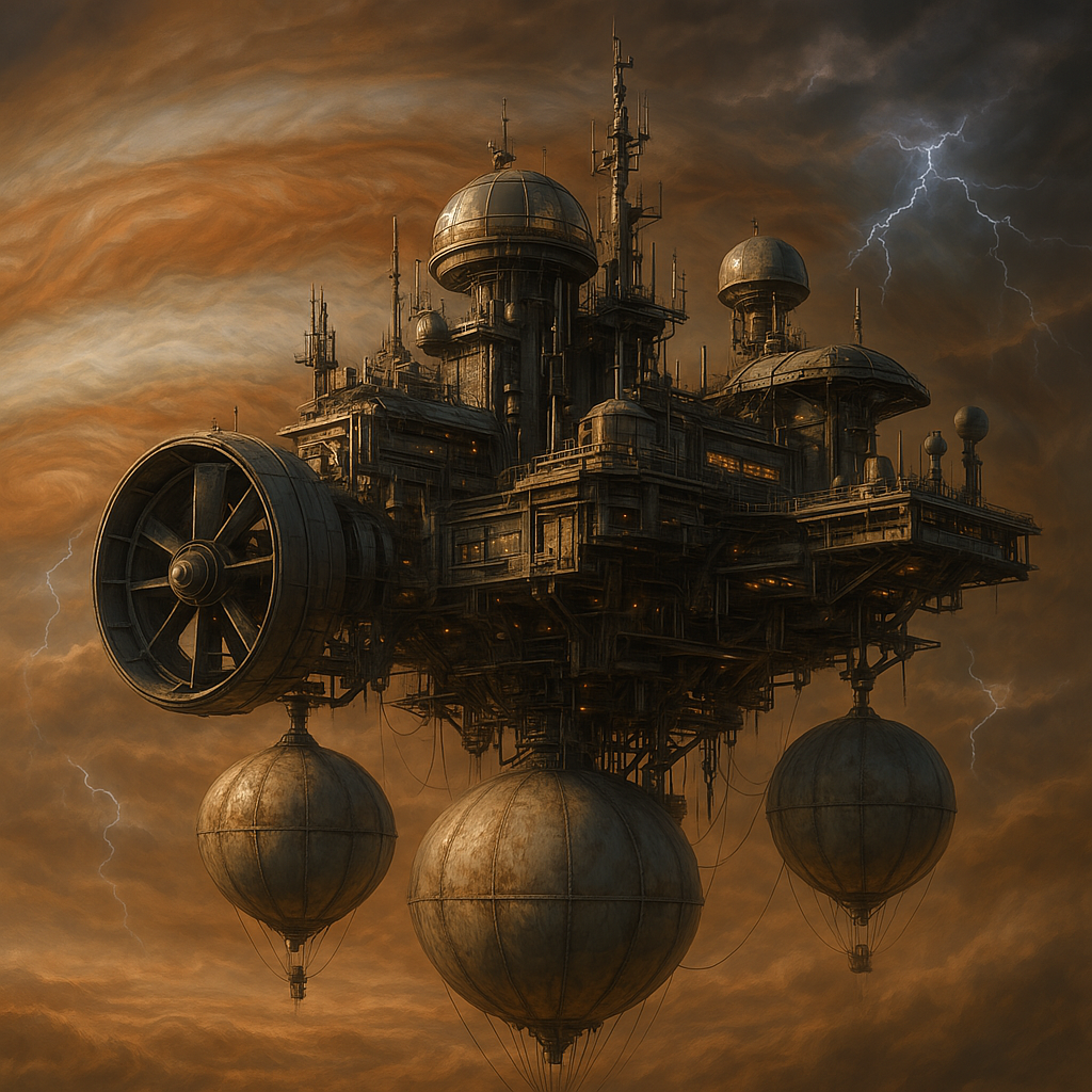 Vue d'une station atmosphérique complexe sur Jupiter